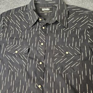 Rock And Roll Denim Mens Pearlsnap Shortsleeve Shirt Size Large Black Western